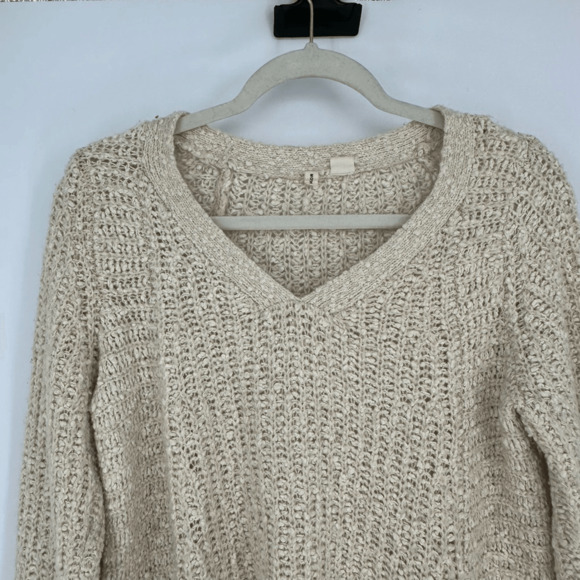 Anthropologie Moth Womens M Boucle Knit Oversized Sweater Cream Wool Boho - Picture 2 of 9